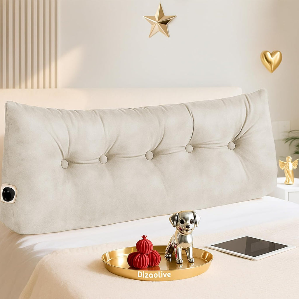 Dizaolive Headboard Pillow Twin, Triangular Bed Wedge Backrest Reading Pillow Cushion for Dorm Sofa Day Bed 8 inches cotton