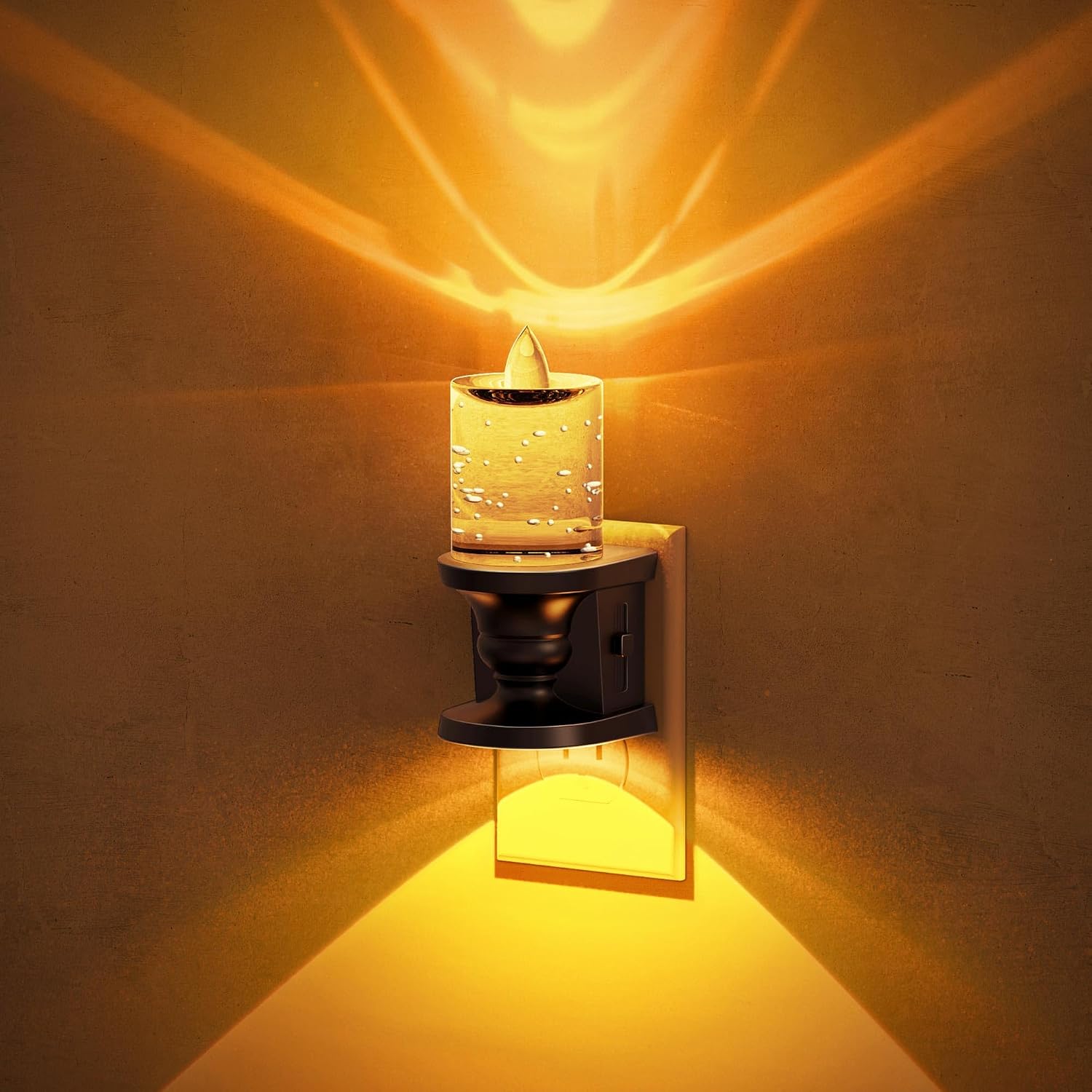 JandCase Night Light, Candle Amber Night Lights Plug into Wall, Flameless Flickering Candle Nightlight, 0-100LM Dimmable LED Nightlights…