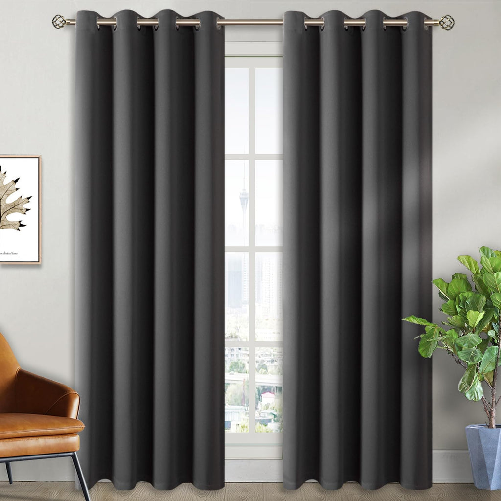 BGment Blackout Curtains - Grommet Thermal Insulated Room Darkening Bedroom and Living Room Curtain, Set of 2 Panels (52 x 84 Inch, Dark Gr…