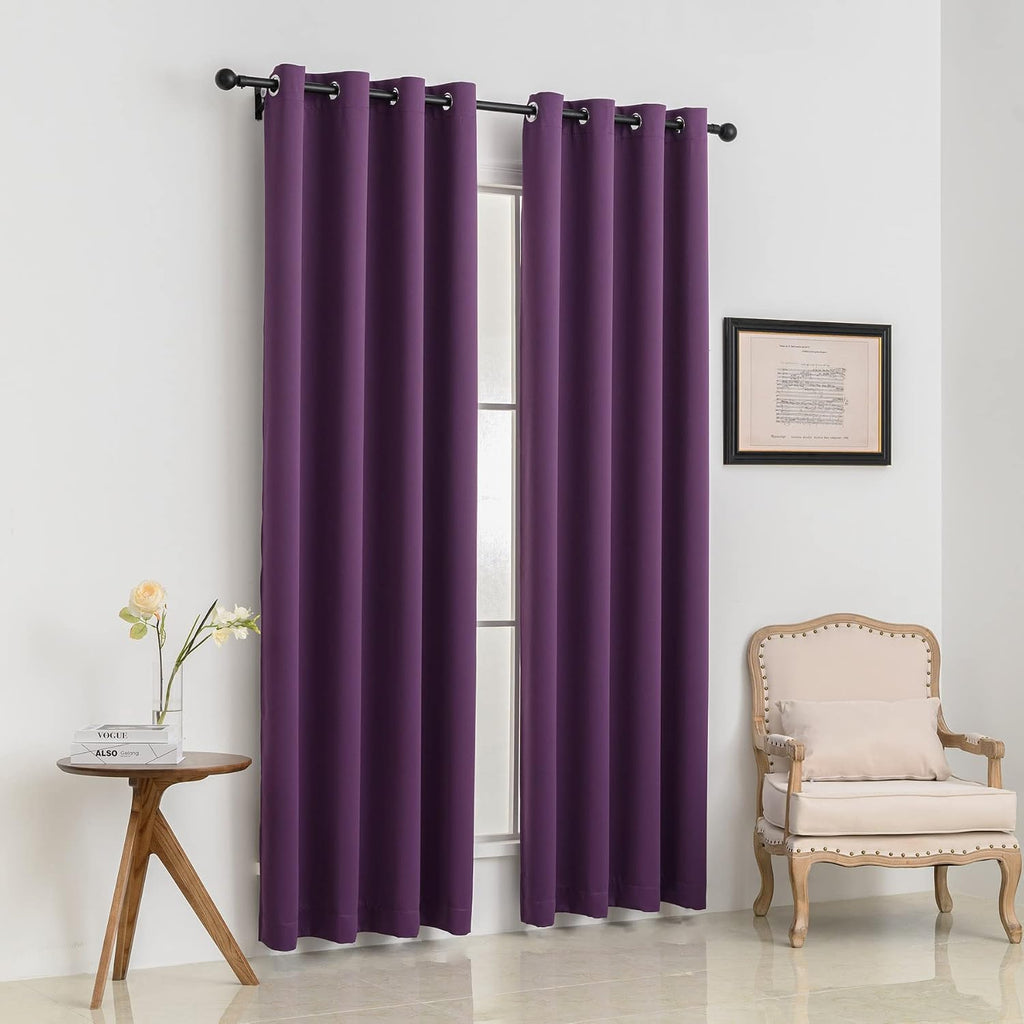 Pickluc Purple Blackout Curtains with Grommet 84 Inches Long 2 Panels, Light Blocking Window Drapes for Living Room, Thermal Insulated, Noi…