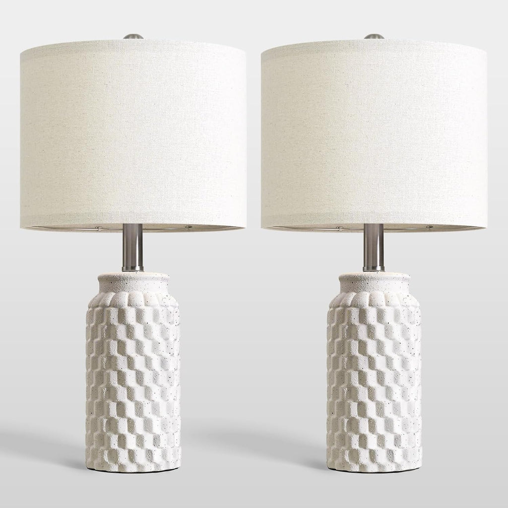 USumkky 20.5" Ceramic Table Lamps Set of 2 - Modern Farmhouse & Boho Style, Bedside Nightstand Lamps for Bedroom, Living Room End Table…