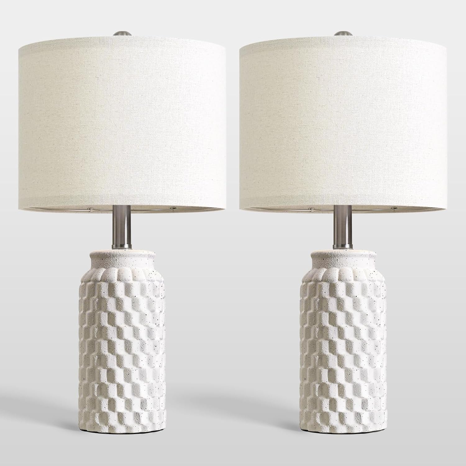 USumkky 20.5" Ceramic Table Lamps Set of 2 - Modern Farmhouse & Boho Style, Bedside Nightstand Lamps for Bedroom, Living Room End Table…