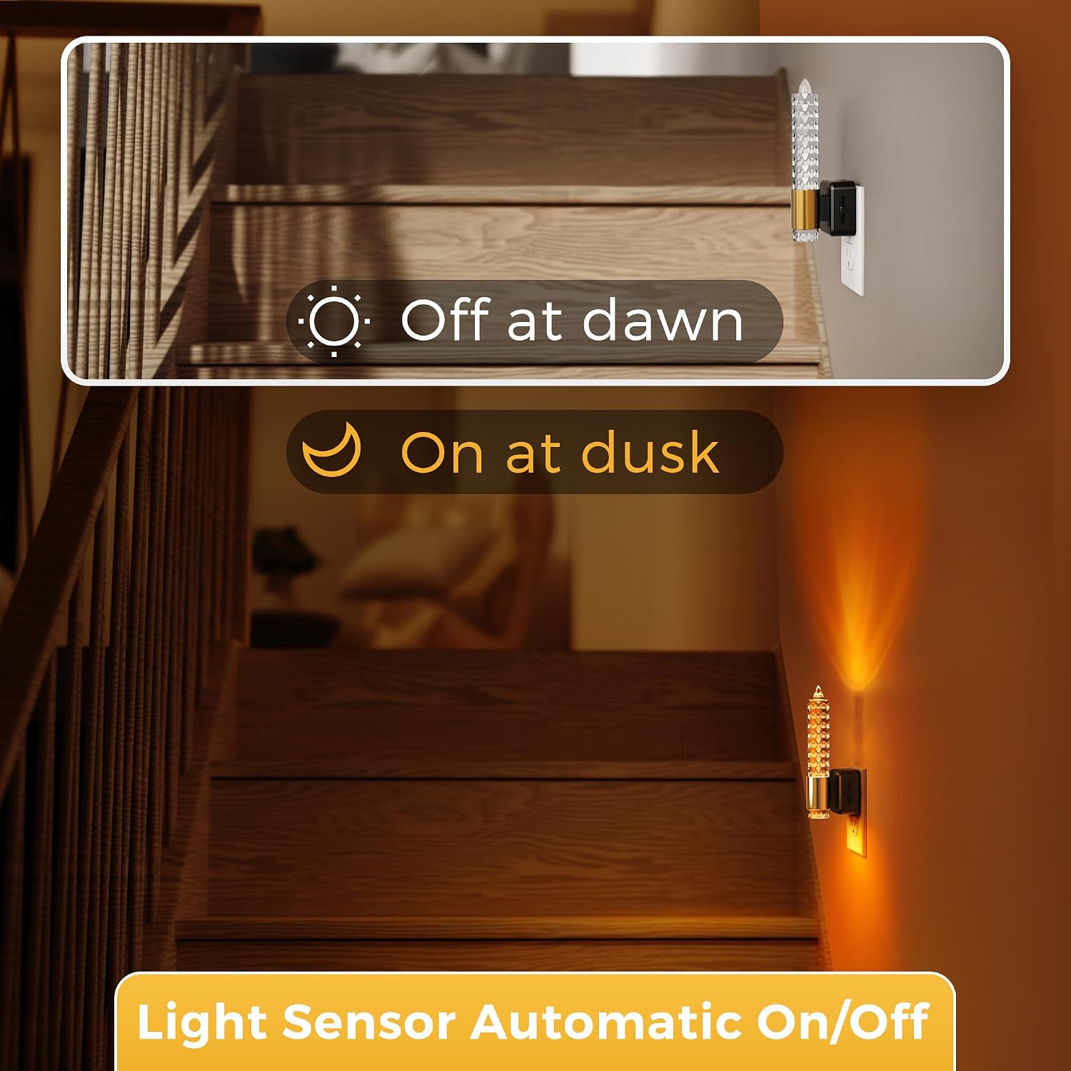 Llohasled L LOHAS LED Night Light, Flameless Candle Night Light Plug into Wall, 0-100 LM Dimmable Nightlight, Plug in Amber Night Light wit…