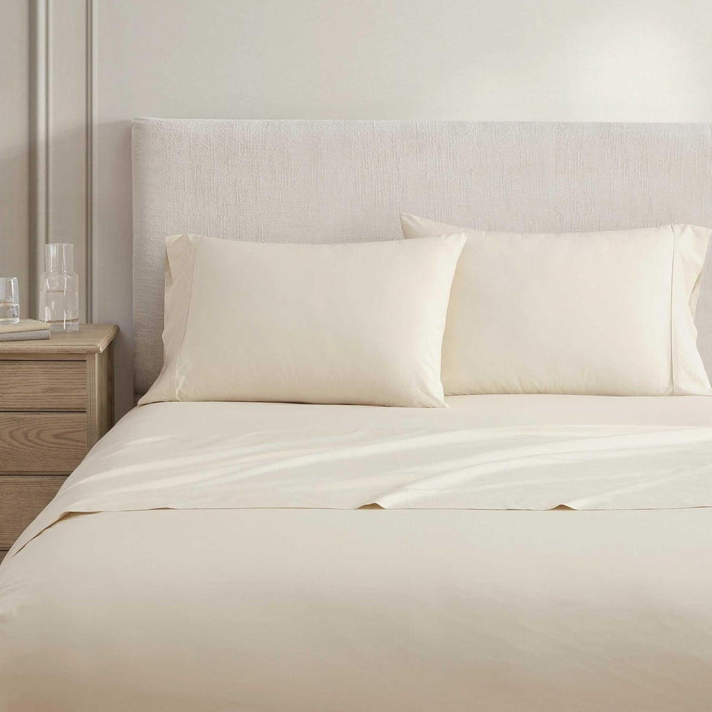 MarthaStewart Martha Stewart - King Size Sheets Set, Crisp & Tailored Cooling Sheets w/a Naturally Smooth Cotton Percale Lightweight Feel -…