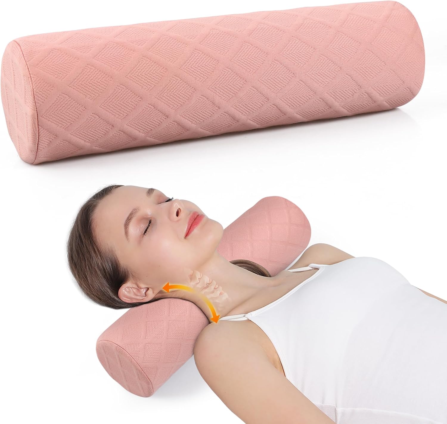 Cozyth Cervical Roll Pillow, Medium Soft Memory Foam Neck Round Pillow Cylinder Bolster Pillow for Sleeping, Round Neck Support for Bed…