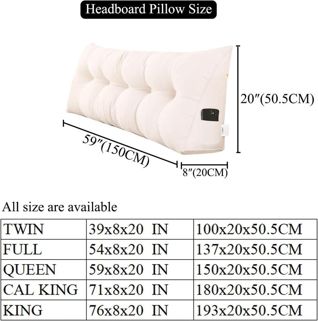 SAMTY Triangular Queen Size Wedge Pillow headboard for Couch Large headboard Pillow with Removable Cover Back Rest Pillows for Sitting up…