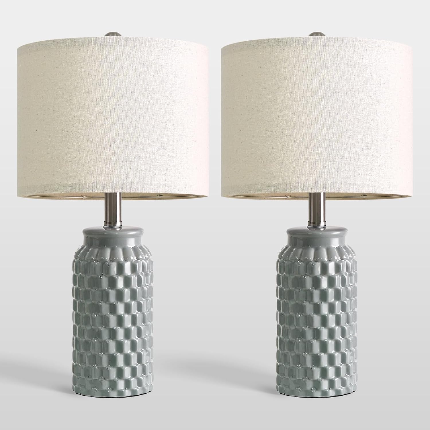 USumkky 20.5" Ceramic Table Lamps Set of 2, Modern Farmhouse Boho Bedside Lamps for Bedroom, Nightstand Lamps for Living Room End Tables…