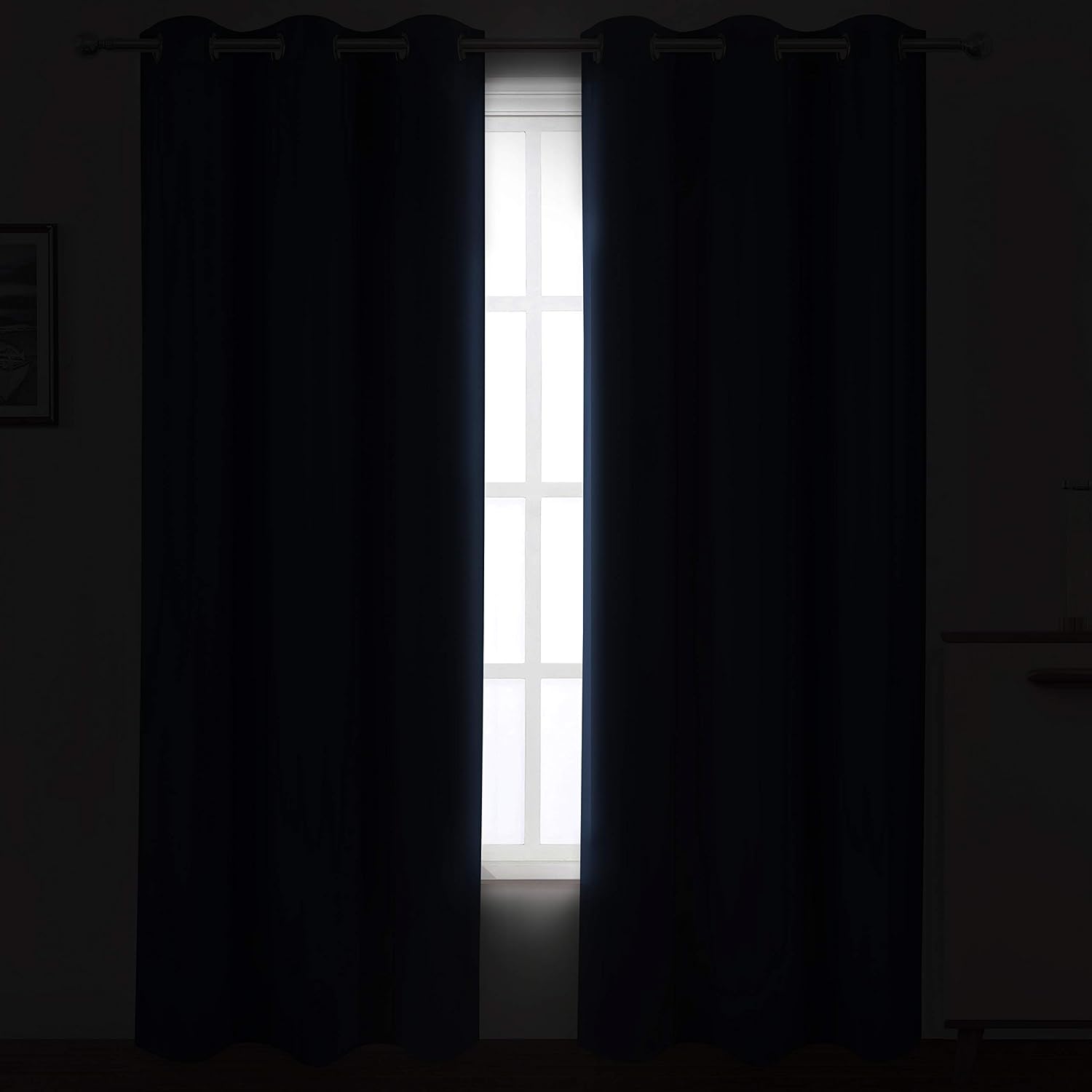 Lemomo Blackout Curtains 42 x 84 inch/Navy Curtains Set of 2 Panels/Thermal Insulated Room Darkening Bedroom Curtains 84 inch blue