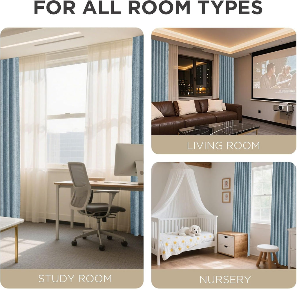 Joydeco Blackout Curtains for Bedroom - 100% Light Blocking 2 Panels Sky Blue Drapes 66" W x 84" L, Thermal Insulated Room Darkening Curtai…