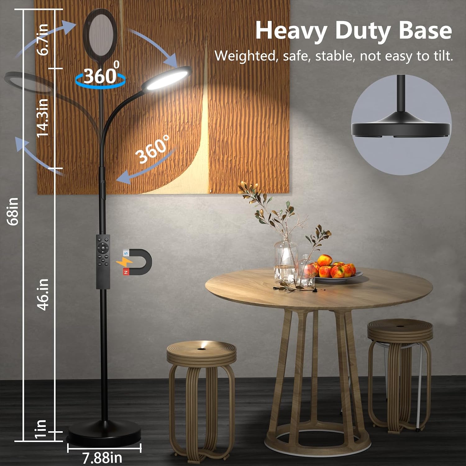 luckystyle Floor Lamp, Super Bright Dimmable LED Lamps for Living Room, Custom Color Temperature Standing Lamp with Remote Push Button…