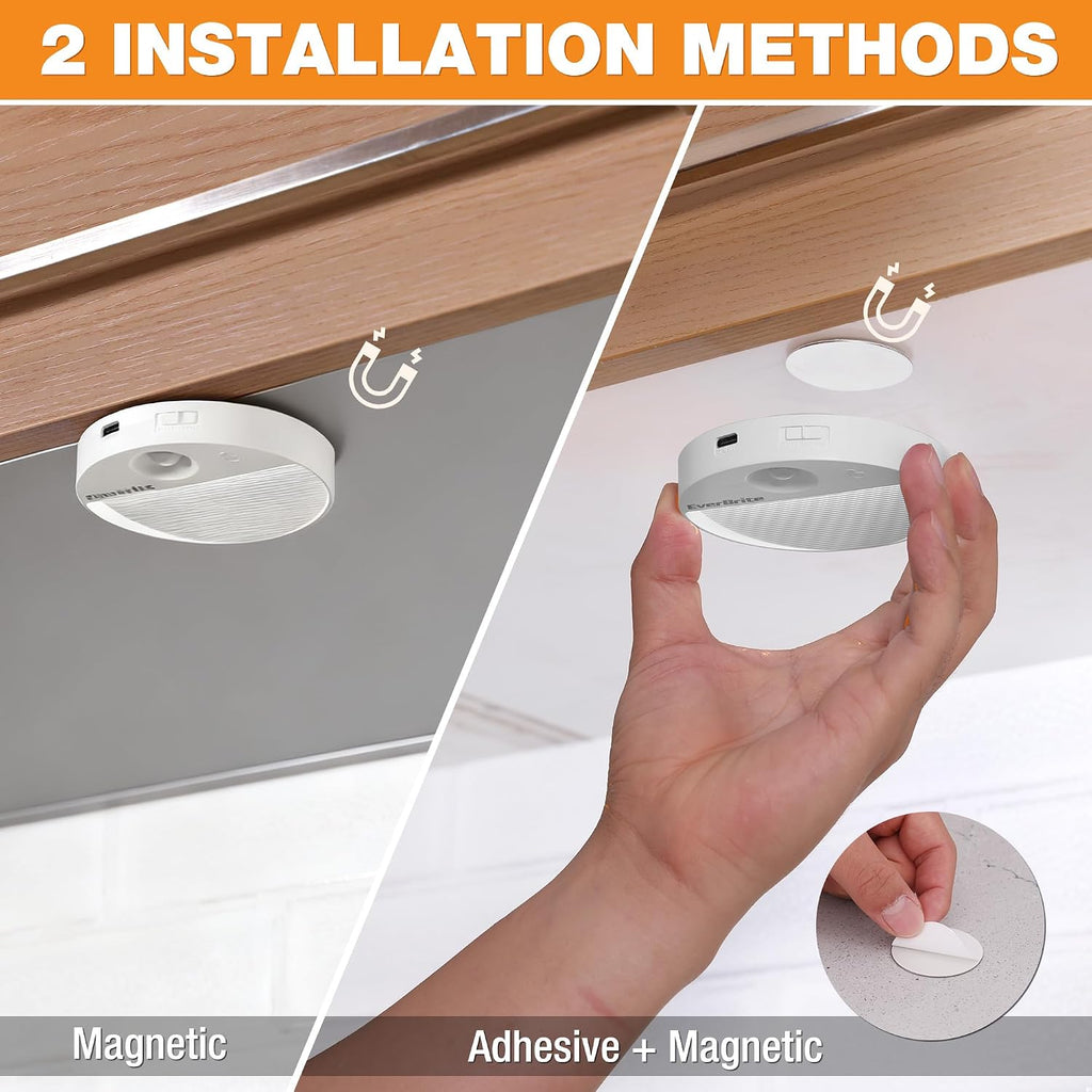 EverBrite Rechargeable Round Motion Sensor LED Night Light, Motion Activated LED Night Light with 3 Lighting Modes, Touch Control, 3…