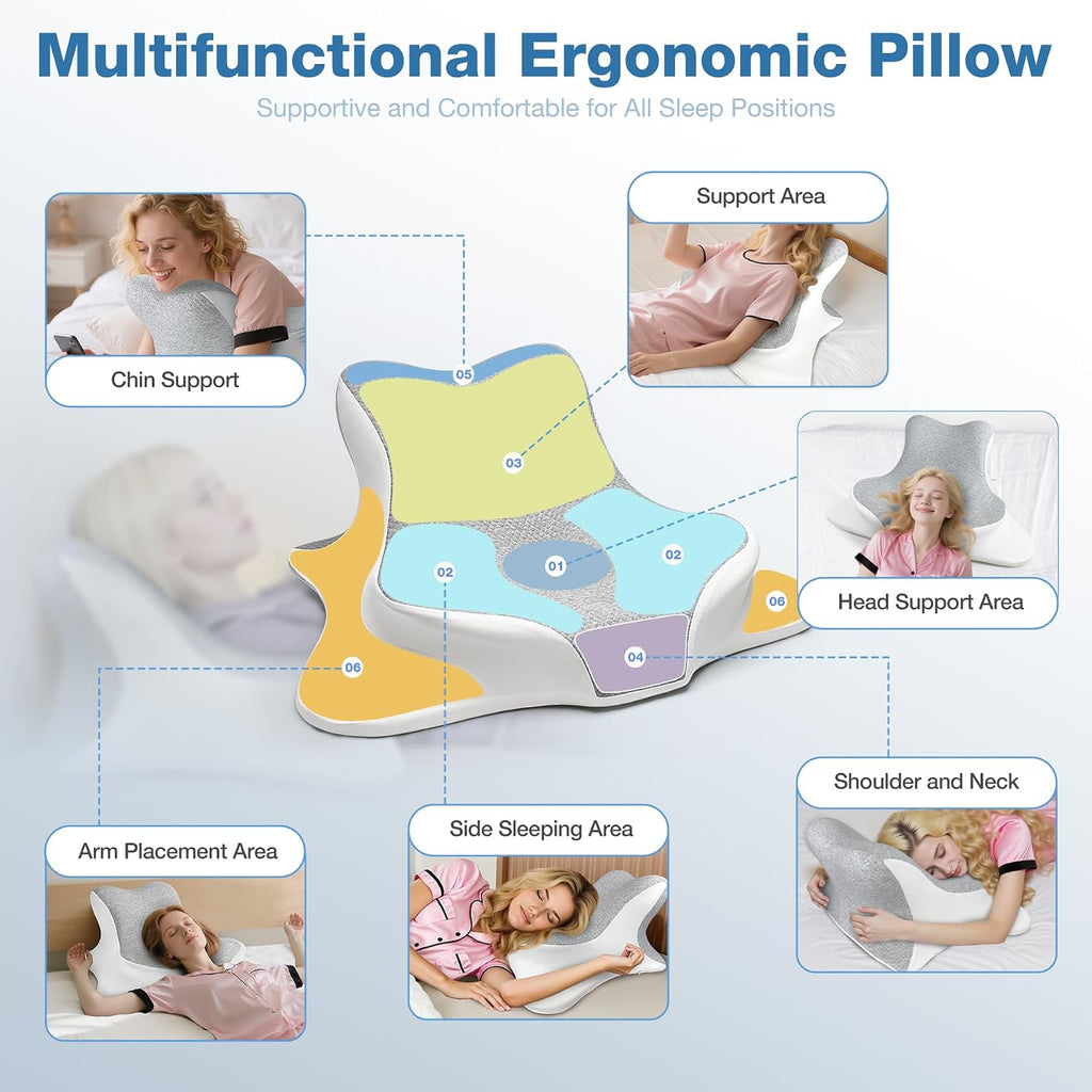 Ciavca Reading Pillow for Bed Adult Rest, Ergonomic Memory Foam Bed Reading Pillow Back Support, Headboard Wedge Pillows for Sitting Up, Ch…