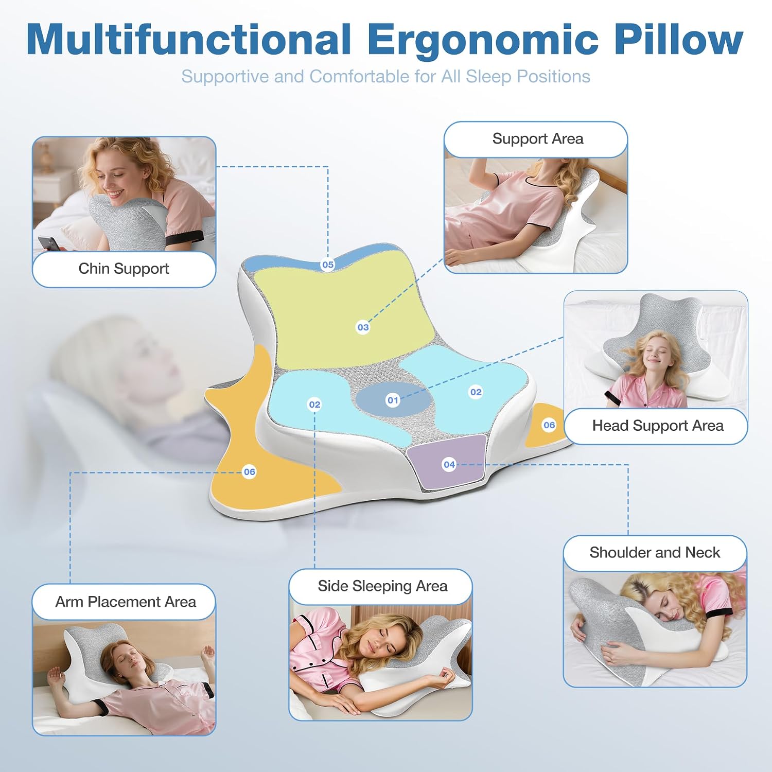 Ciavca Reading Pillow for Bed Adult Rest, Ergonomic Memory Foam Bed Reading Pillow Back Support, Headboard Wedge Pillows for Sitting Up, Ch…