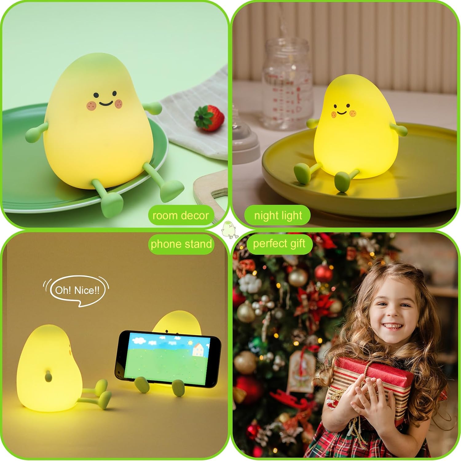 Smoorita Cute Night Light for Kids, Mango Sleep Lamp Warm Light Bedroom Decor Kids Night Light, Silicone Nightlight Baby Nursery Night Ligh…