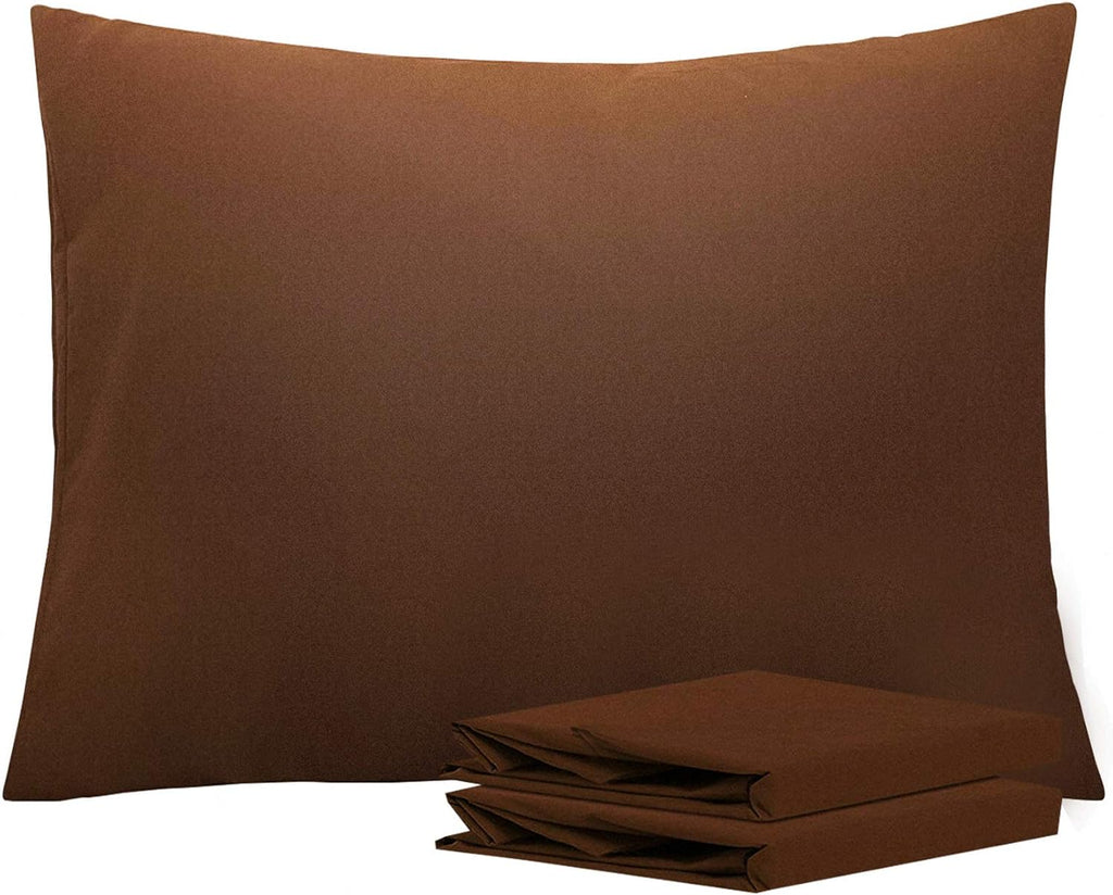 Ntbay Standard Pillowcase Set - 2 Pack Brushed Microfiber 20x26 Pillowcases - Soft, Wrinkle-Free, Fade-Resistant, Stain-Resistant, Brown Pi…