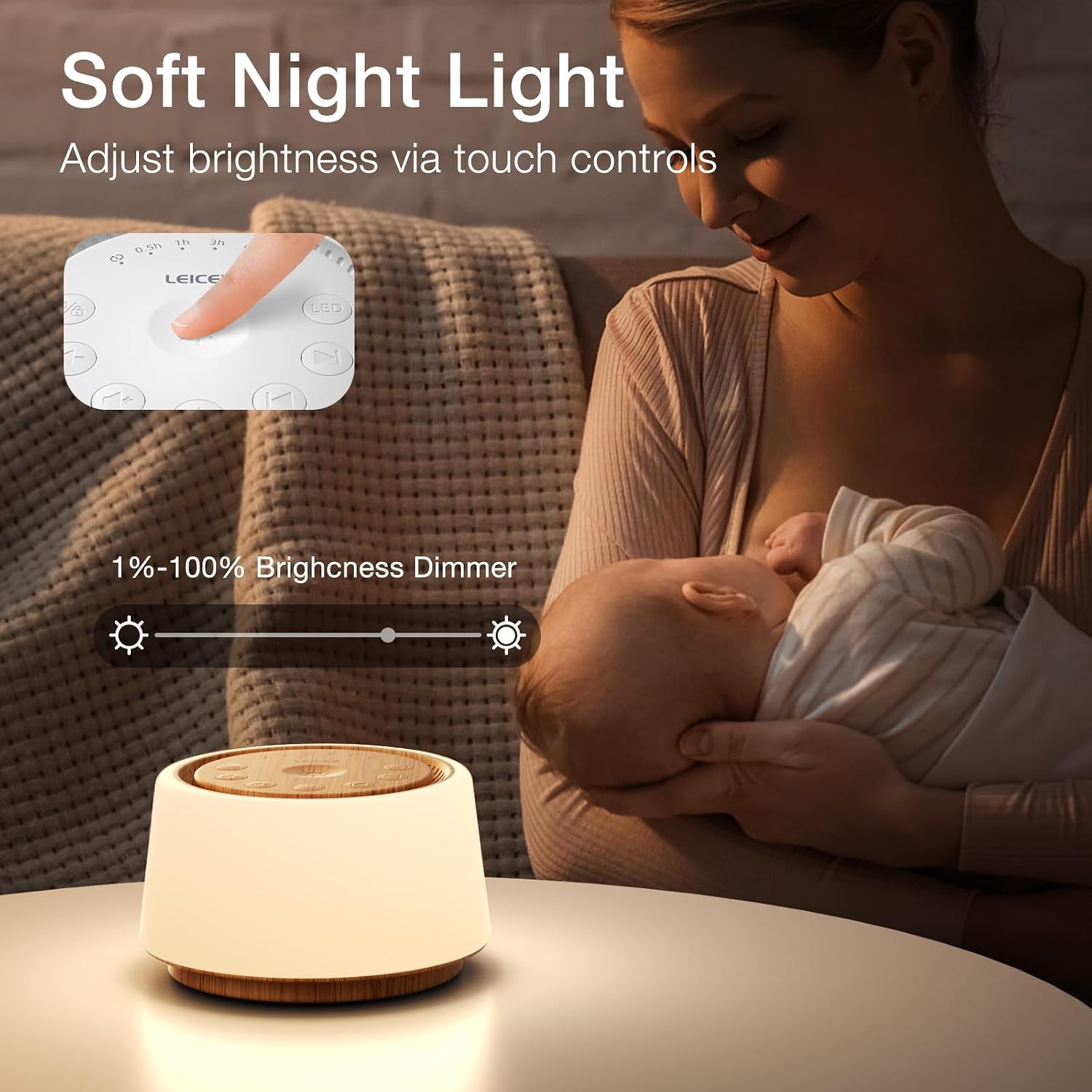 Leicex White Noise Sound Machine | White Noise Machine for Sleep | 30 Soothing Sounds | 10 Colors Night Light | Portable Sound Machine for…