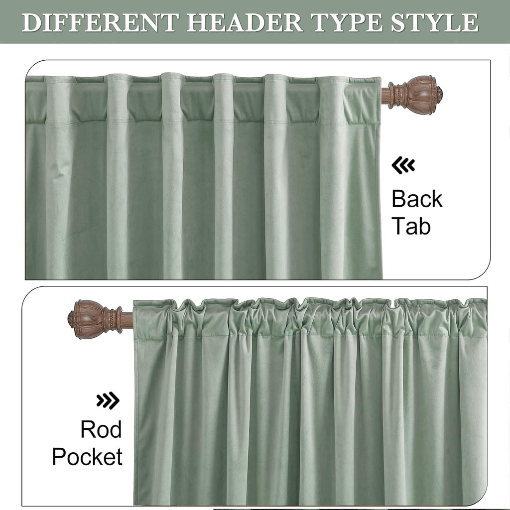Rybhome RYB HOME Aqua Velvet Curtains for Bedroom Living Room, Thermal Insulated Privacy UV Heat Blocking Luxurious Soft Rod Pocket Back Ta…