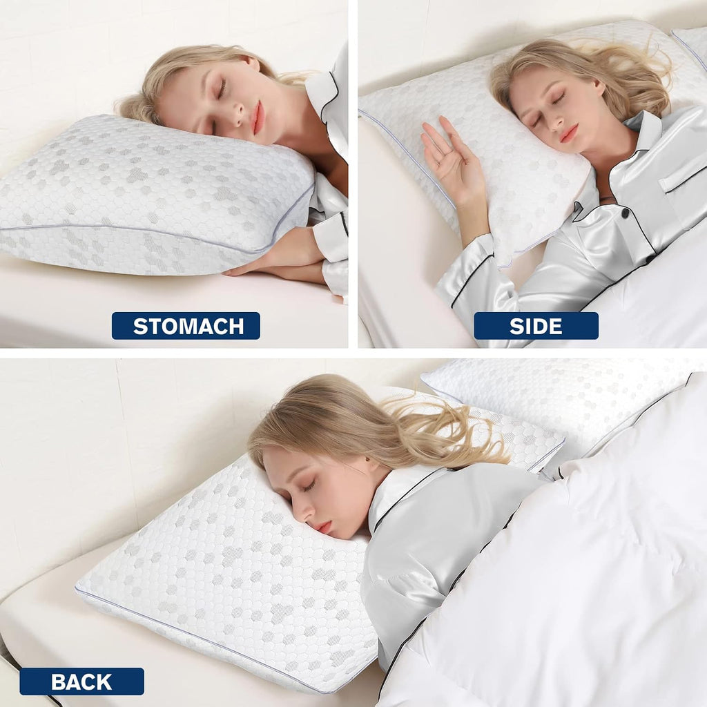Himoon Shredded Memory Foam Pillows, Medium Firm King Size Pillows 2 Pack, Couples Bed Pillows for Side Back Stomach Sleepers Set of 2 2 Pac…