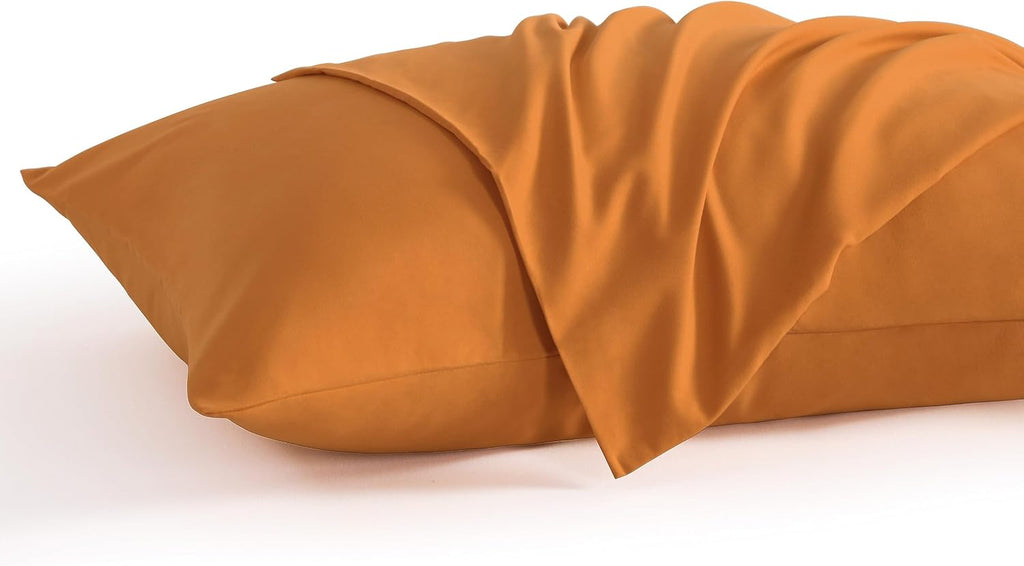 Ntbay Queen Pillow Cases Set, 2 Pack Brushed Microfiber 20x30 Inches, Soft, Wrinkle, Fade, Stain Resistant Pale Orange Pillow Cases with En…