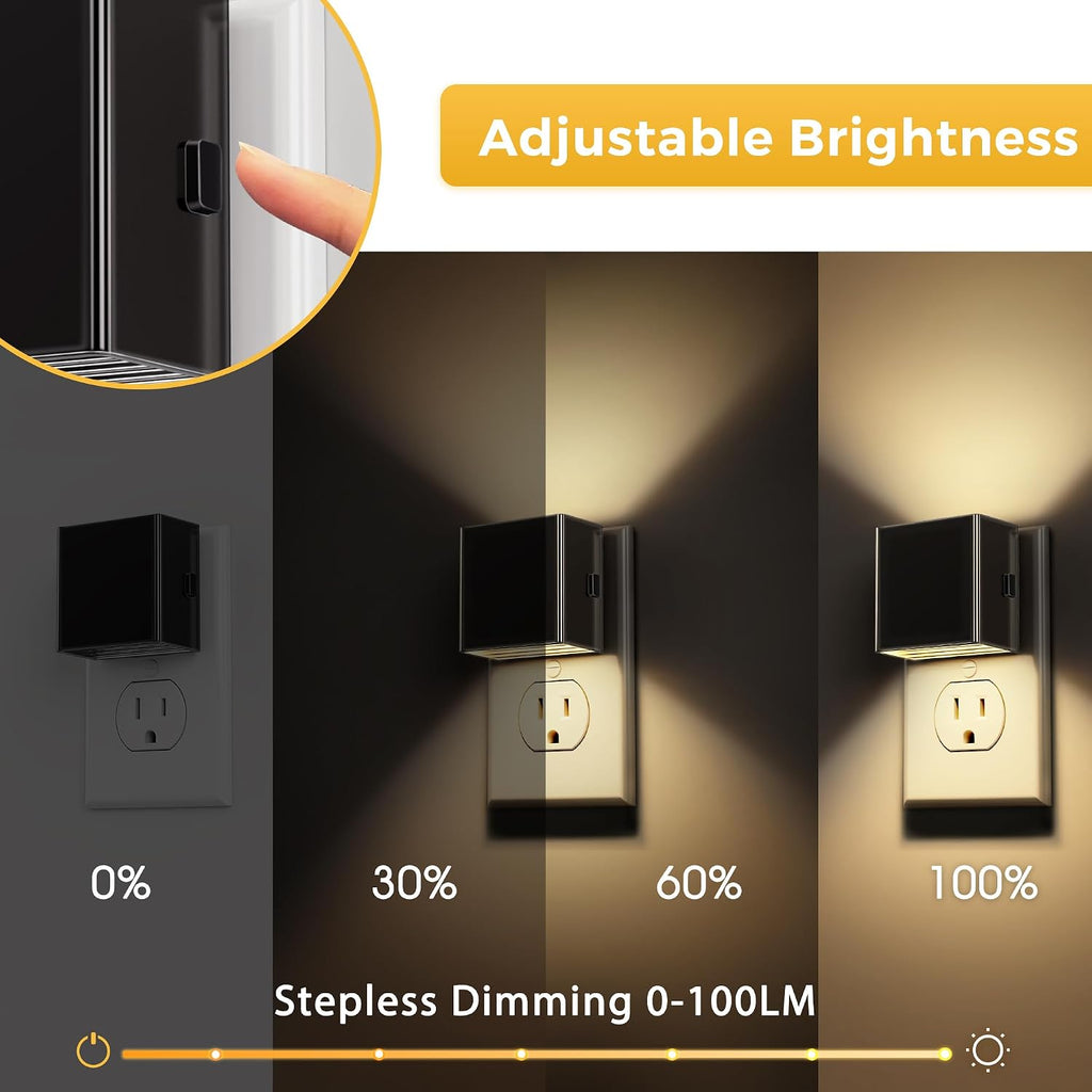 Llohasled L LOHAS LED Night Light 2 Pack, Night Lights Plug into Wall, Dusk to Dawn Sensor, Soft White 3000K, 0-100LM Adjustable Brightness…