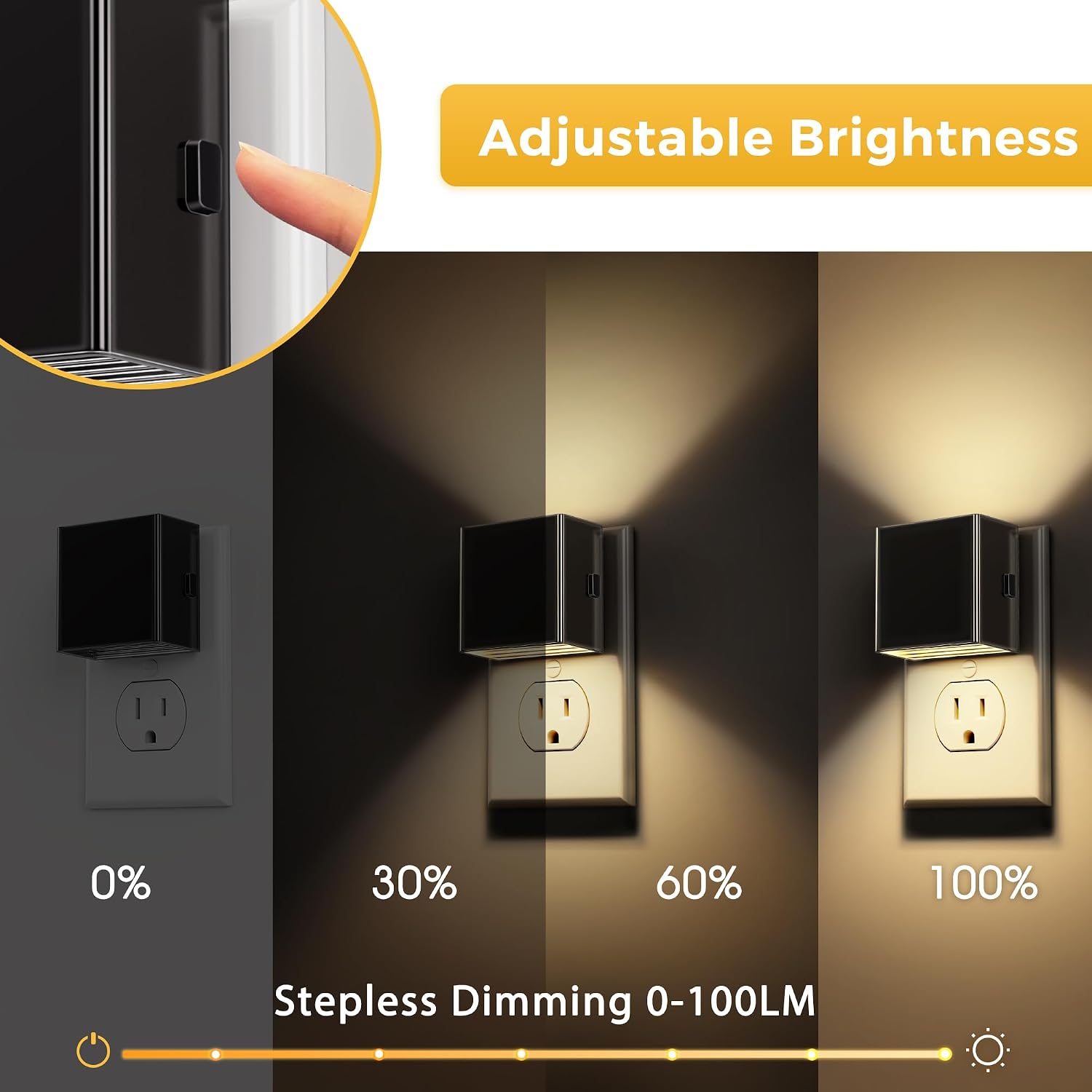 Llohasled L LOHAS LED Night Light 2 Pack, Night Lights Plug into Wall, Dusk to Dawn Sensor, Soft White 3000K, 0-100LM Adjustable Brightness…