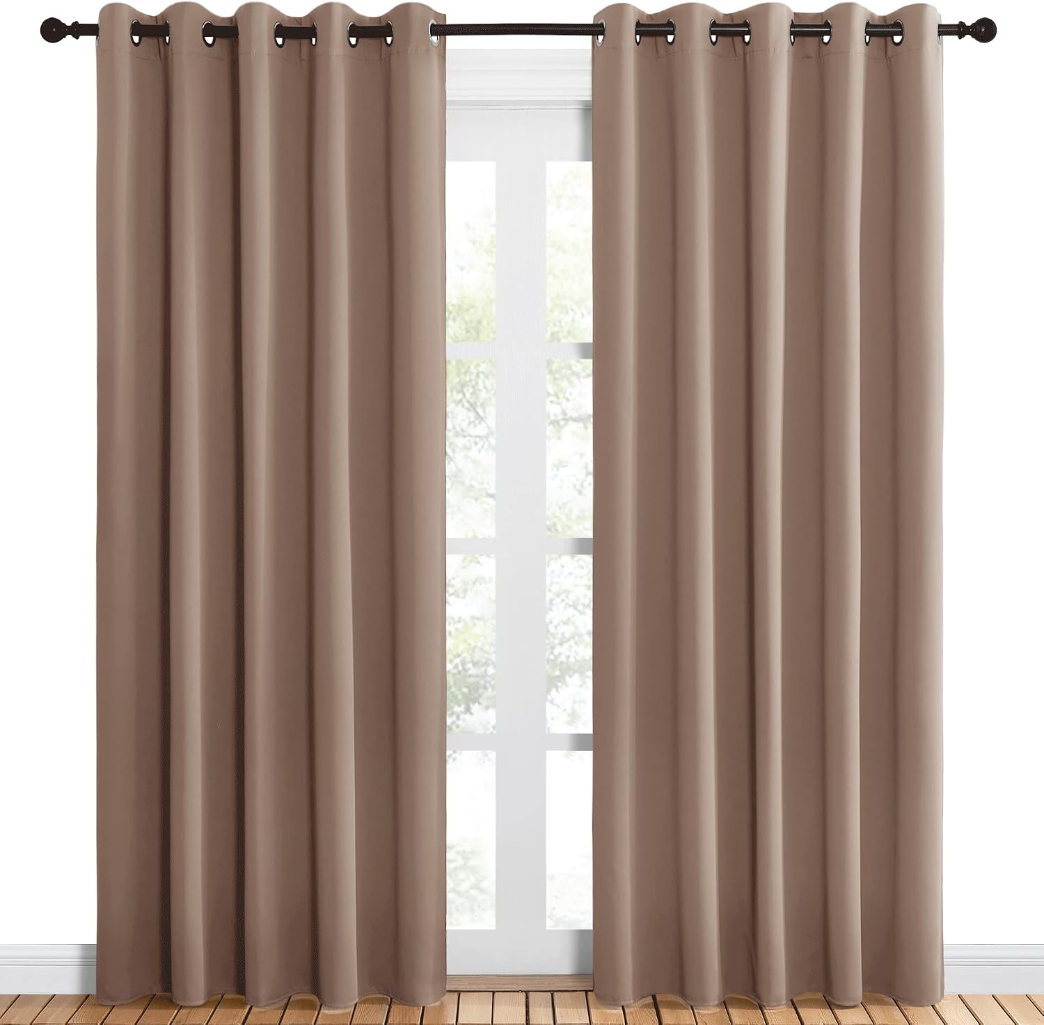 NICETOWN Window Draperies Blackout Curtain Panels, Window Treatment Thermal Insulated Solid Grommet Blackout Drapes for Bedroom (One…