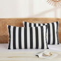 Merryword Queen Size Pillowcases, 100% Cotton Pillow Cases, Black and White Striped Pillowcases, Luxury Linen Like Pillowcase, Soft Breatha…
