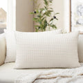 Softalker Throw Pillow Covers 12x20 Inch, Set of 2, Soft Corduroy Boho Stripe Decorative Pillow Cover, Couch Fluffy Pillow Cover for…