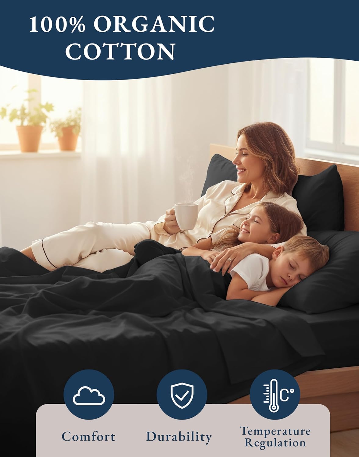 LaneLinen LANE LINEN 100% Organic Cotton Bed Sheets Extra Long Twin, Soft & Comfy Fully Elasticized Percale Perfect for Hospital Bed & Dorm…