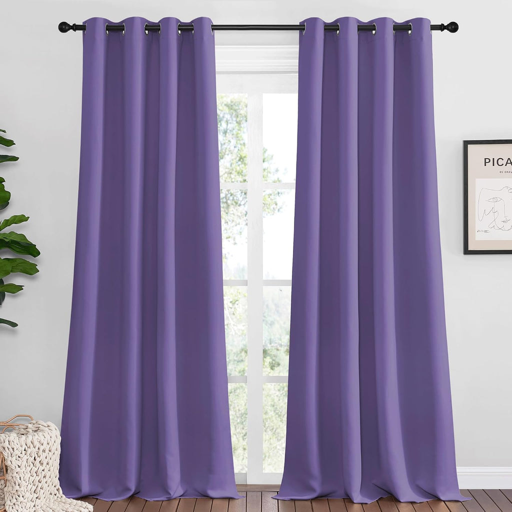 Nicetown Lilac Purple Blackout Curtains 90" Long for Office, Dining Room, Guest Room, Sound Reducing Heat and Cold Block Curtain Panels for…