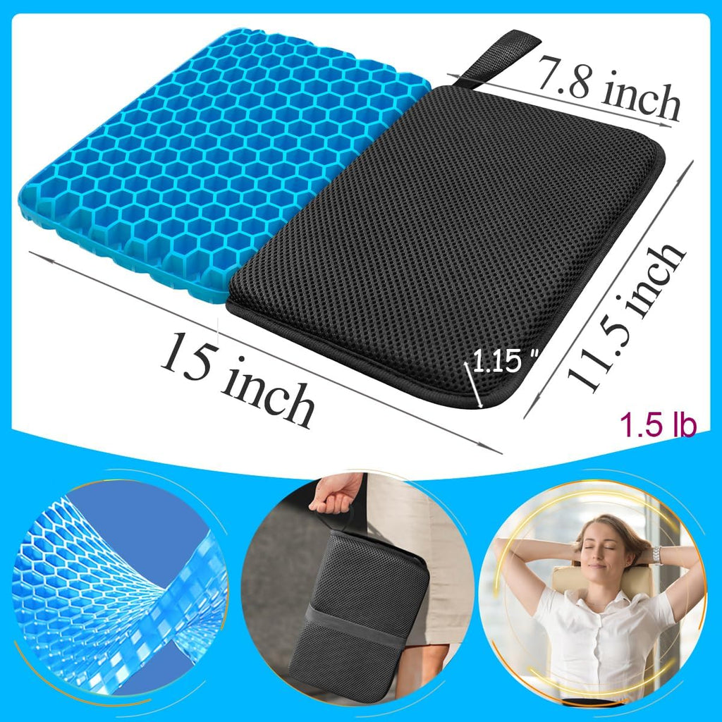 masteymoh Foldable Seat Cushion (15.7" x 11.8") Portable Gel Seat Cushion for Travel with Honeycomb Design, Portable Travel Cushion for…