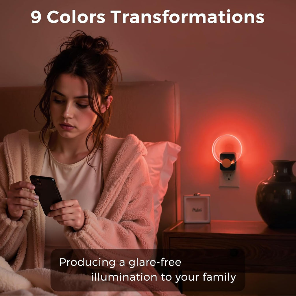 L LOHAS LED Night Lights Plug into Wall, Changing RGB Night Light with Dusk to Dawn Sensor, 180° Rotatable Acrylic Nightlight Plug in…