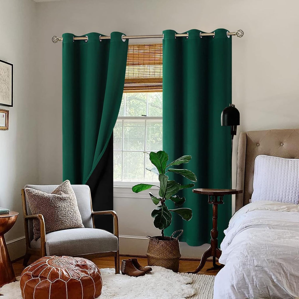 BGment Thermal Insulated 100% Blackout Curtains for Bedroom with Black Liner, Double Layer Full Room Darkening Noise Reducing Grommet Curta…