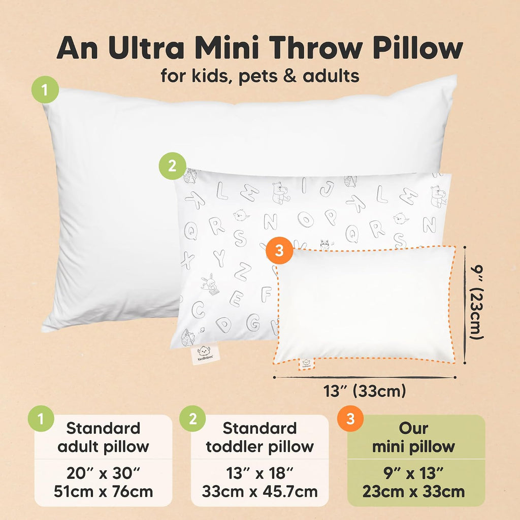 Mini Toddler Pillow with Pillowcase - 9x13 My Little Dreamy Travel Kids Pillow for Sleeping, Toddler Bed, Small, Tiny, Organic Cotton…