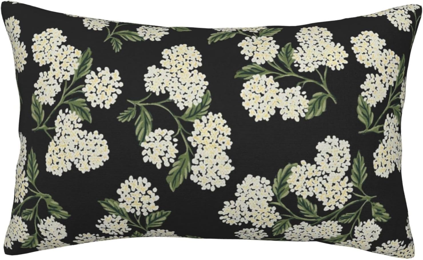 Black Spring Pillow Covers 12x20 Inch 2 Pcs Green Hydrangea Flower Decor Throw Pillows Vintage Floral Seasonal Summer Outdoor Decoration…