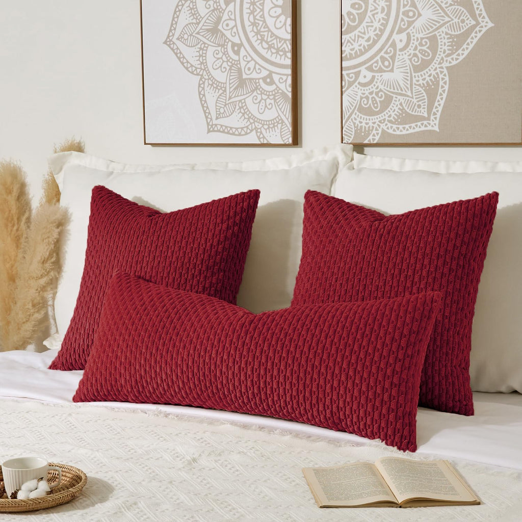 KevinTextile Kevin Textile Valentines 20x54 Inch Long Body Lumbar 1 Pack Boho Decorative Throw Pillow Cover Soft Striped Corduroy Rectangle…