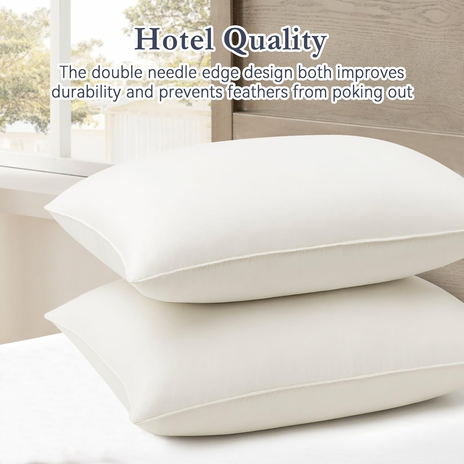 Puredown ® Goose Feather Down Pillows, 100% Organic Cotton Cover, Luxury Hotel Collection Bed Pillows for Sleeping Set of 2, Standard Size…