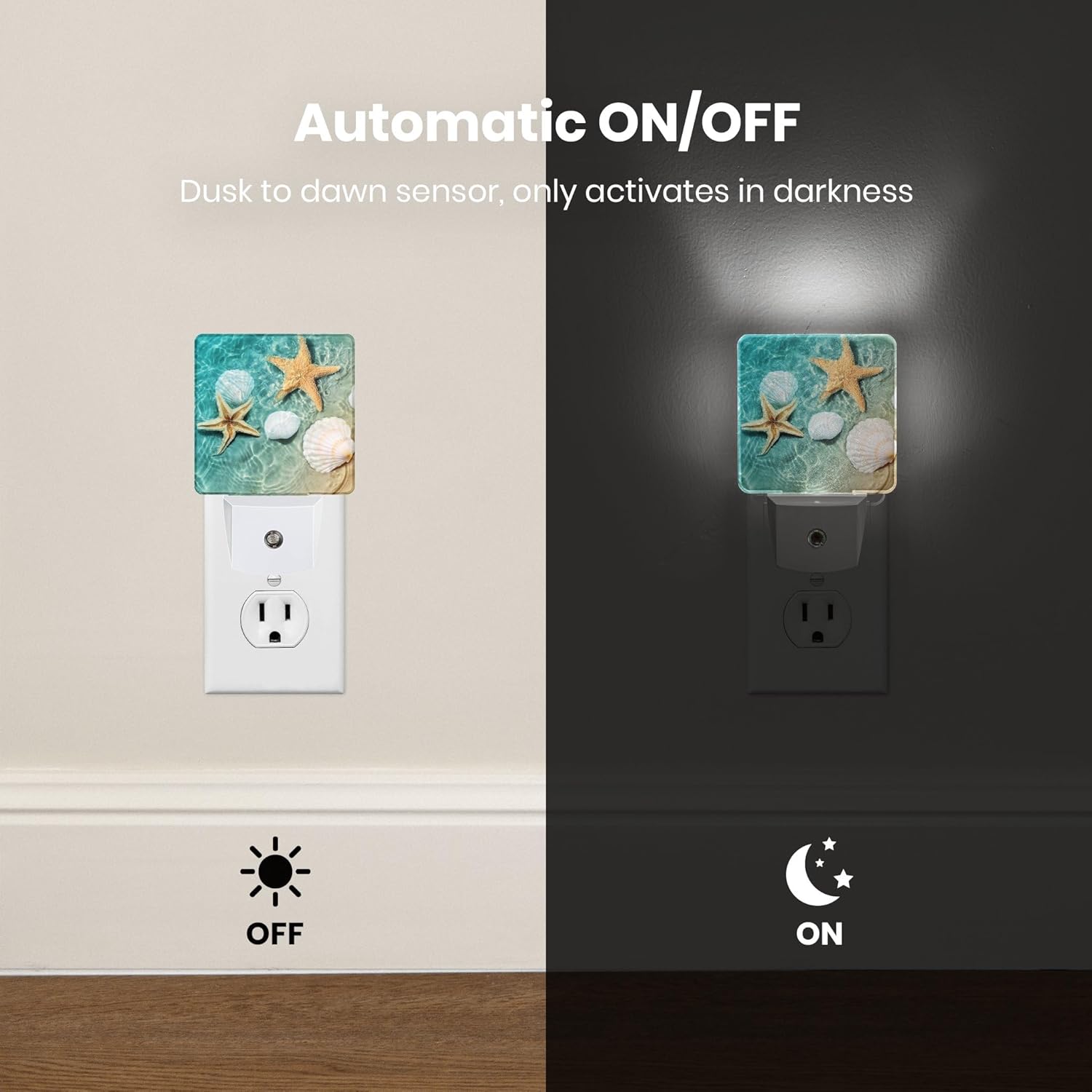Caifujiqi Night Light Plug-in Dusk to Dawn Smart Sensor White Led Nightlight for Bedroom Bathroom Kitchen Hallway Stairs Energy Efficient D…