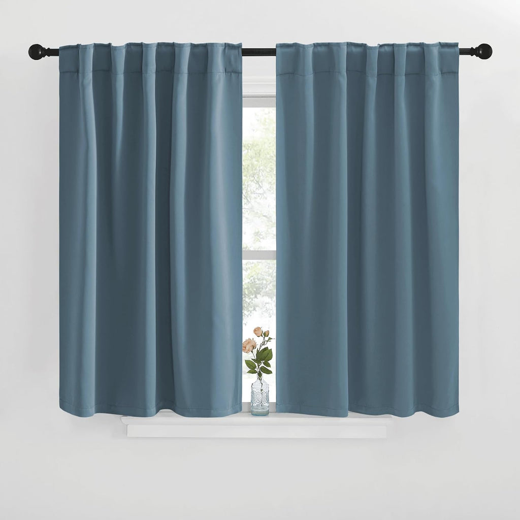 NICETOWN Window Treatment Blackout Curtains and Draperies - (Smoky Blue Color) 42x40 inch, 2 Panels, Room Darkening Blackout Panel Drapes…