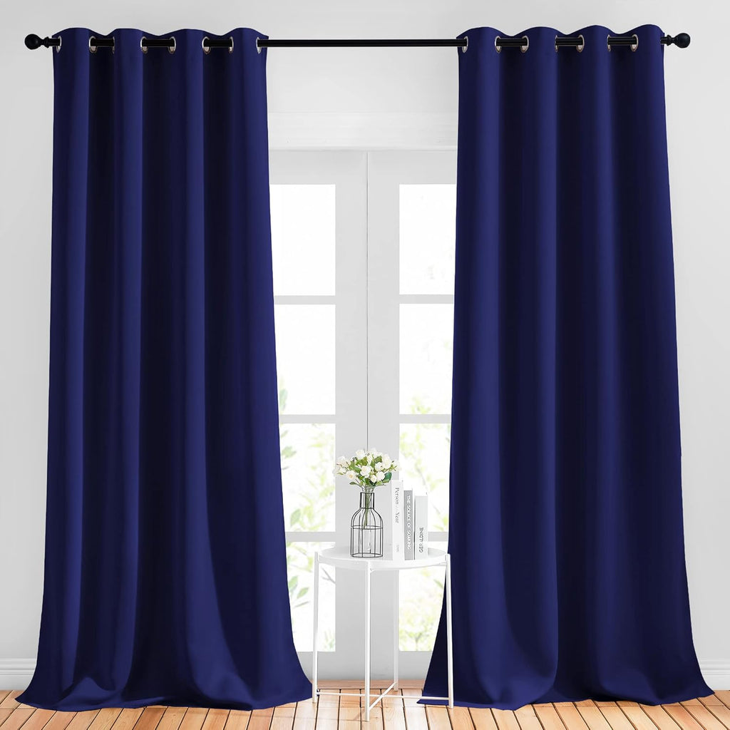 Nicetown Blackout Curtains and Drapes for Living Room - Extra Long Room Darkening Thermal Insulated Solid Window Blackout Draperies (Navy B…