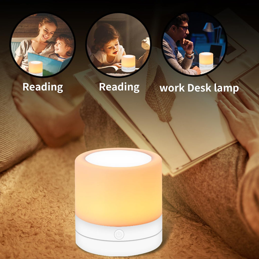 Nursery Night Light for Kids, USB Rechargeable Small Desk Lamp,13 RGB Colors & 4 Brightness & 1 Remote, Touch Bedside Cordless Table…