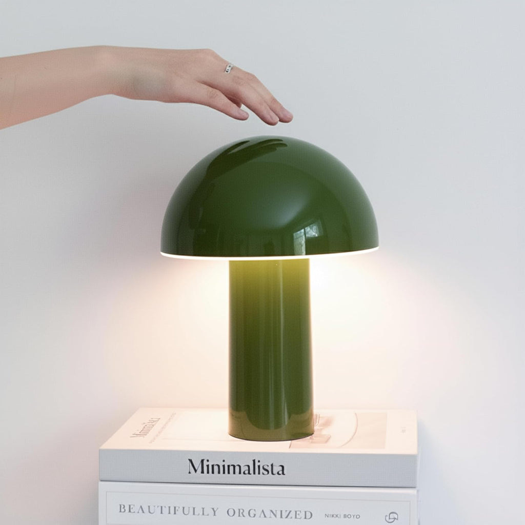 Brightech Celia Table Lamp – 10" Touch-Controlled Mushroom Desk Lamp, Cordless & Dimmable LED, Portable Bedside Night Light, Sustainable Mo…