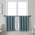 Simplebrand Ava Stone Blue Short 30 Inches Blackout Curtain 2 Panels Set, Half Window Rod Pocket Privacy Curtain Tiers for Kitchen, Curtain…