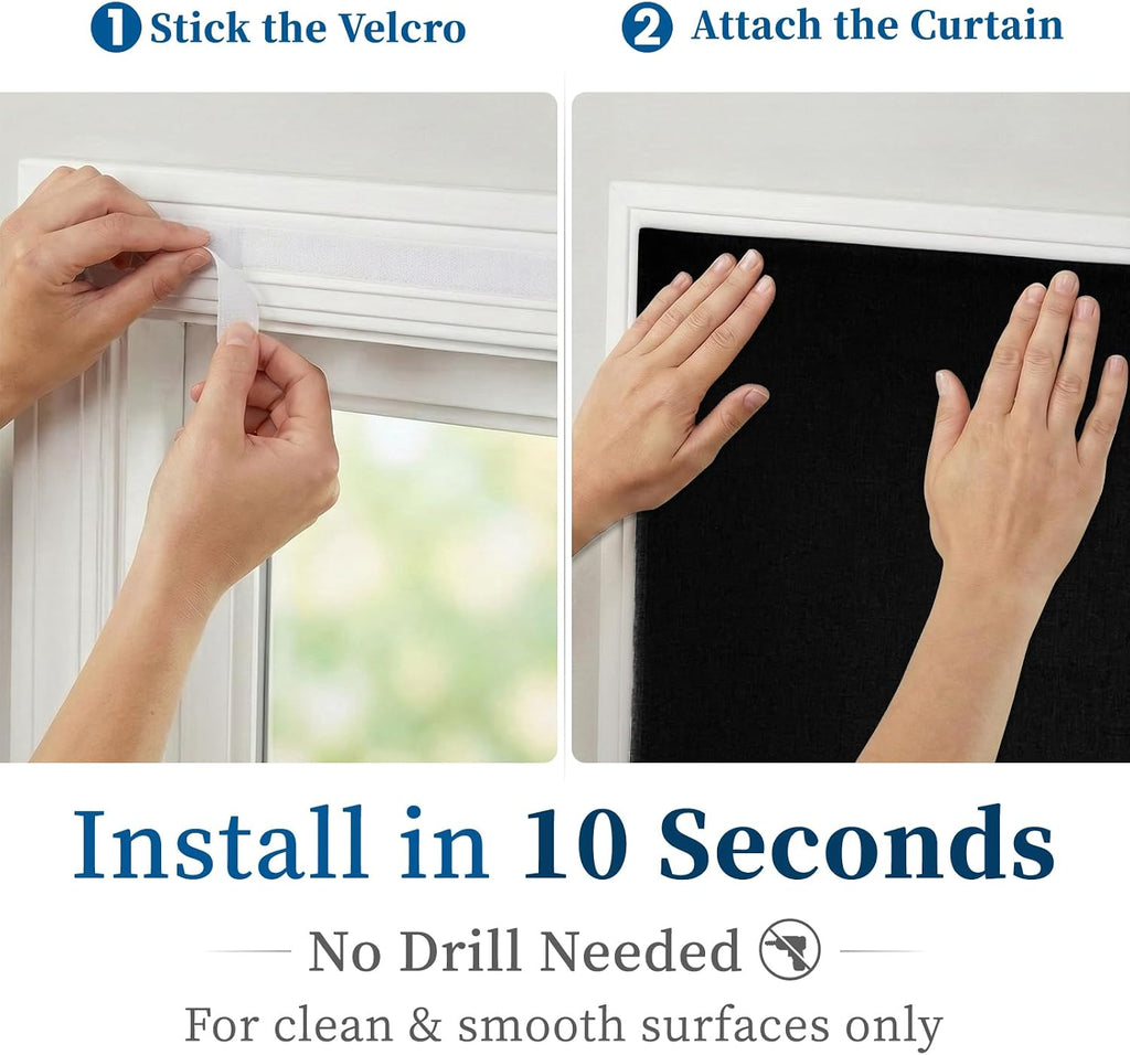 100% Blackout Magic Tape Stick On Curtains Window Shades Pull Down Blackout Window Cover No Drillng Self Adhesive Curtains No Rod Small…