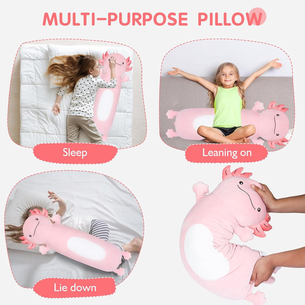 Dalmao 22" Giant Pink Axolotl Stuffed Animal, Cute Soft Long Axolotl Plush Large Body Pillow Big Squishy Plushies Toy, Gift for Kids…