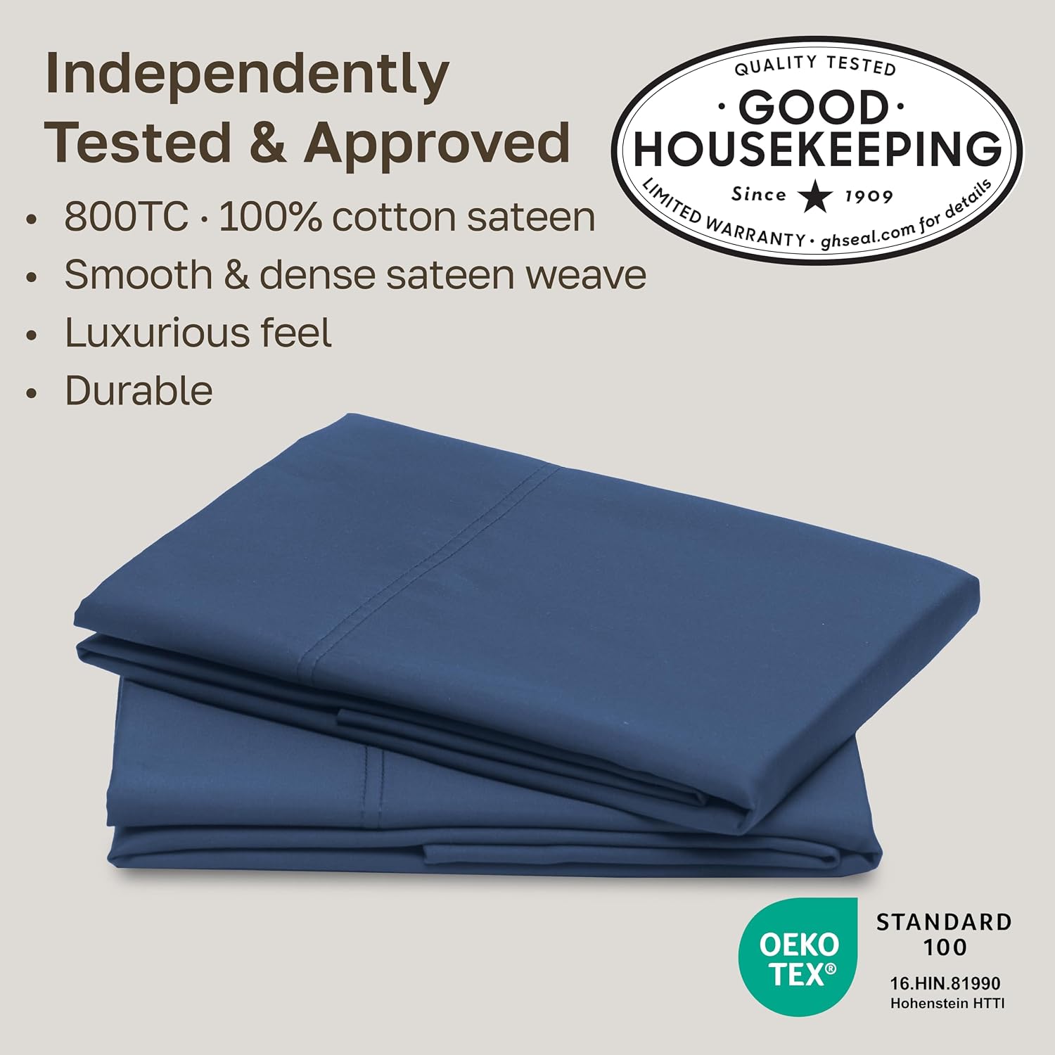 CaliforniaDesignDen California Design Den King Size Pillow Cases Set of 2 - Luxuriously Soft and Thick 800 Thread Count, Smooth Sateen, Nat…