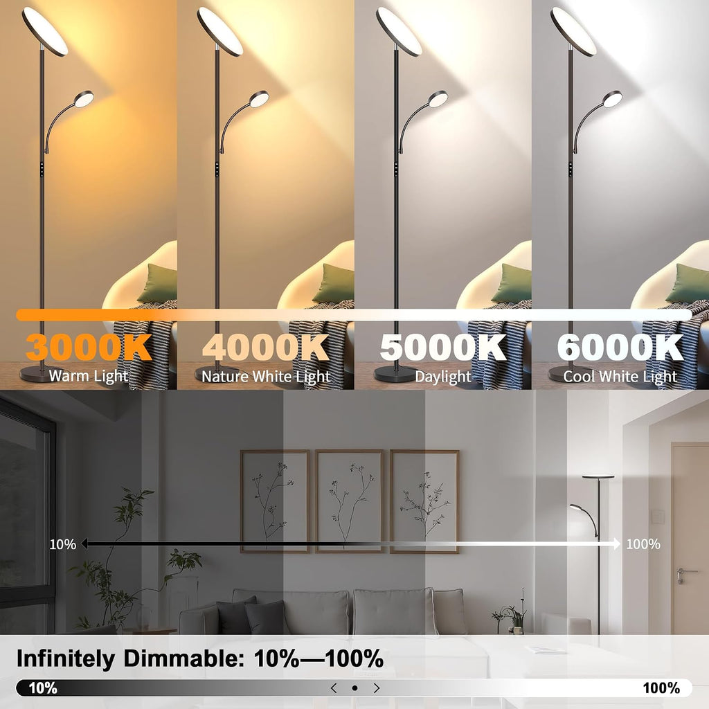Floor Lamp-42W/4200LM Super Bright Floor Lamp, Dimmable 2-in-1 LED Floor Lamp for Bedroom, Torchiere Floor Lamps with Remote & Touch…