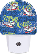 Cartoon Surfing Sharks Night Light, Cool Cute Shark Dusk to Dawn Night Light Plug in,0.5w Energy Saving Sleep Friendly Nightlights for…
