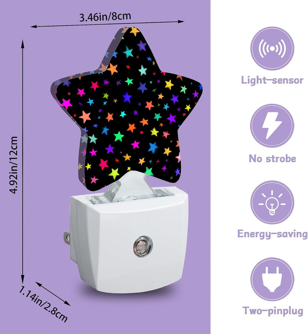 Night Light, Bright Neon Stars Night Lights Plug into Wall Colorful Decorations for Bedroom Bathroom, Dusk to Dawn Sensor Kitchen Hallway…