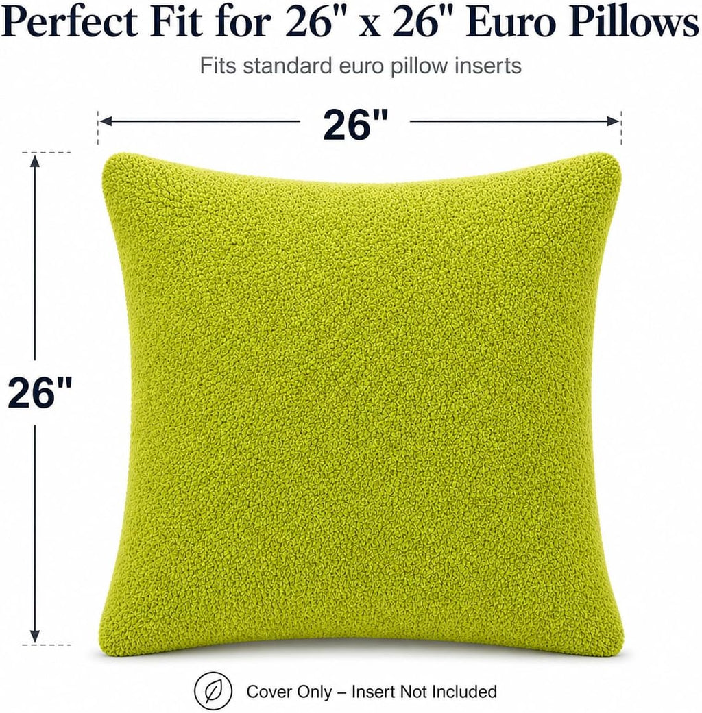 Reafort Sherpa Euro Sham Pillow Cover 26x26 Inch, Ultra Soft Plush Fluffy Decorative Throw Pillow Case with Hidden Zipper, Cozy Cushion Cov…